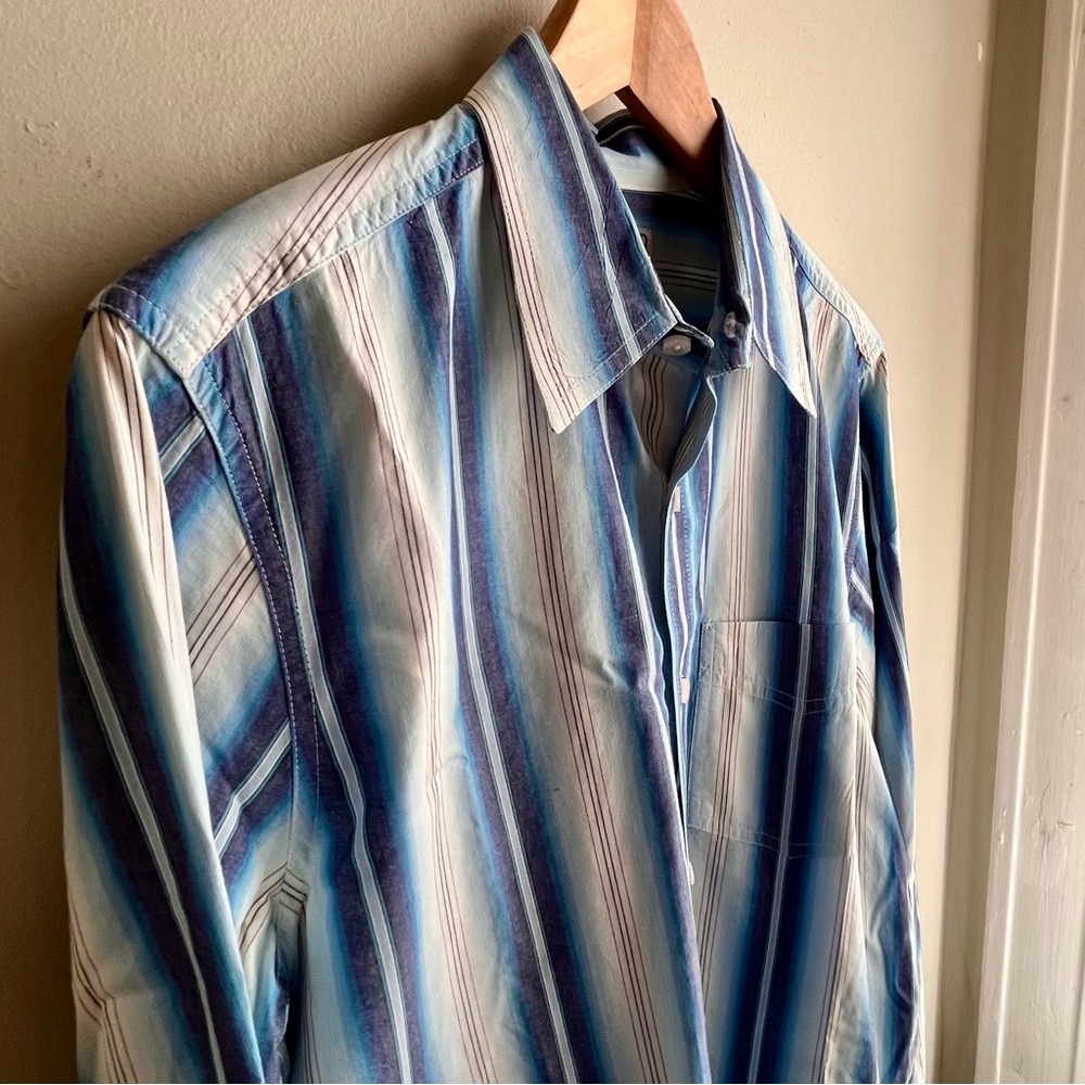 Urban Pipeline Blue Striped Long Sleeve Button-Down Shirt 100% Cotton Men’s M